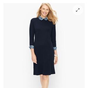 Talbots Navy Blue Dress with Floral Accents